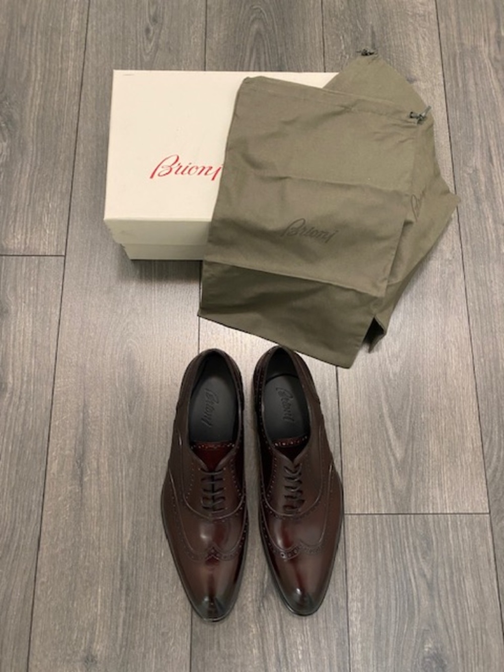 Brioni Brown Leather Wingtip Oxford Shoes Size 11 NWT